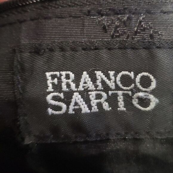 Franco Sarto Purse Hobo Distressed Leather Black Silver Link Hardware Tote - Picture 5 of 10